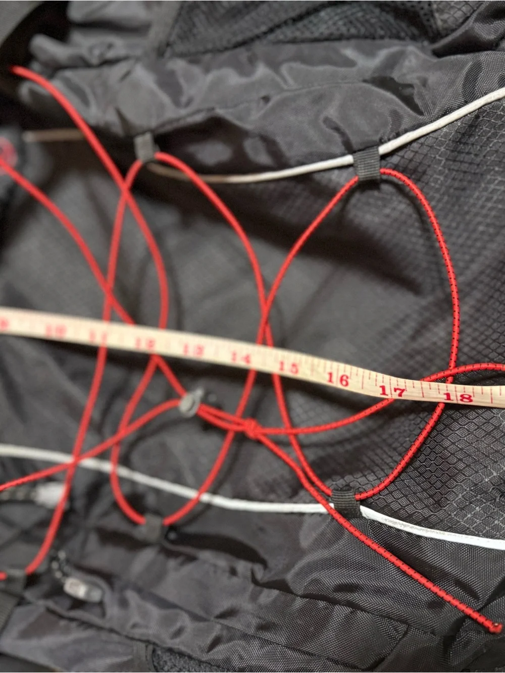 Lands' End Black Backpack with Red Bungee Cord